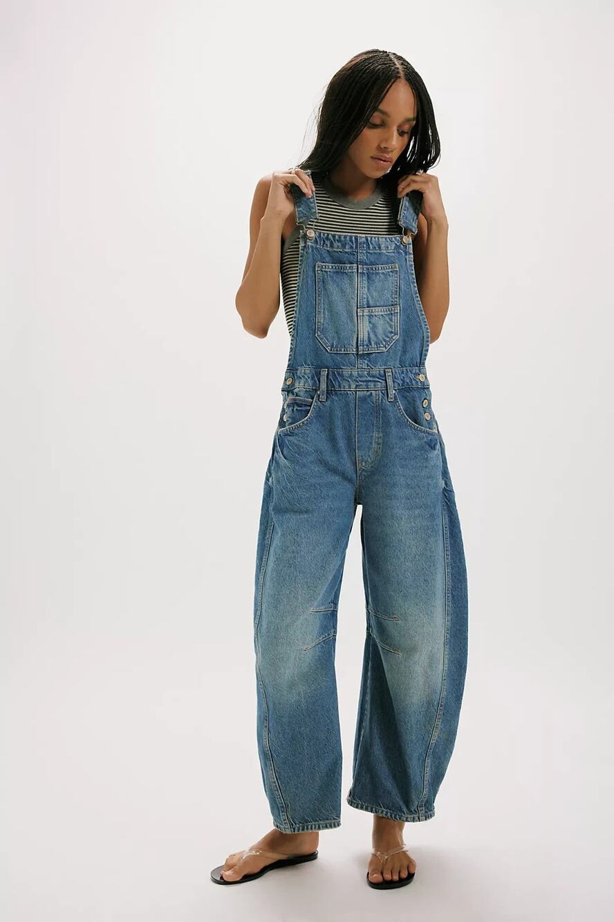 Free People We The Free Goodluck Barrel Overalls Sz SP